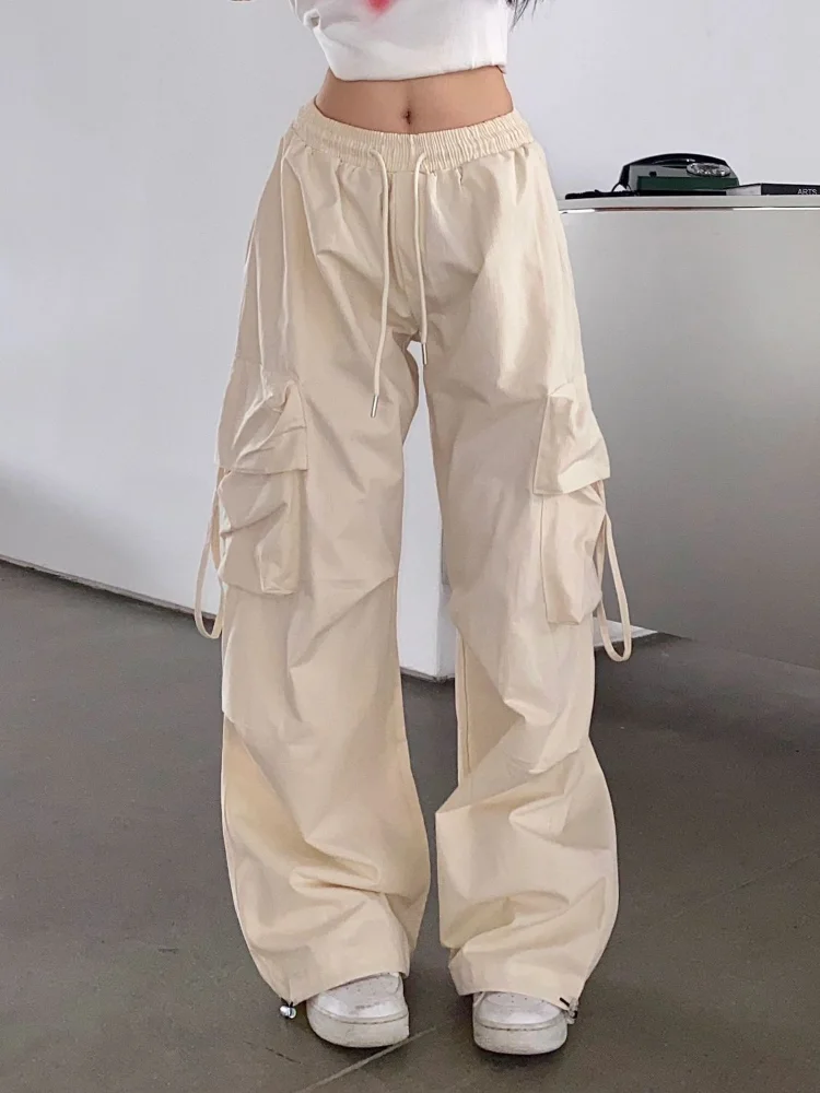 Top Trends: Y2K Street Wear Cargo Pants For Women Korean Harajuku Fashion Work Trousers Solid Wide Leg Straight Casual Pant Spring Autumn Shoppable Styles