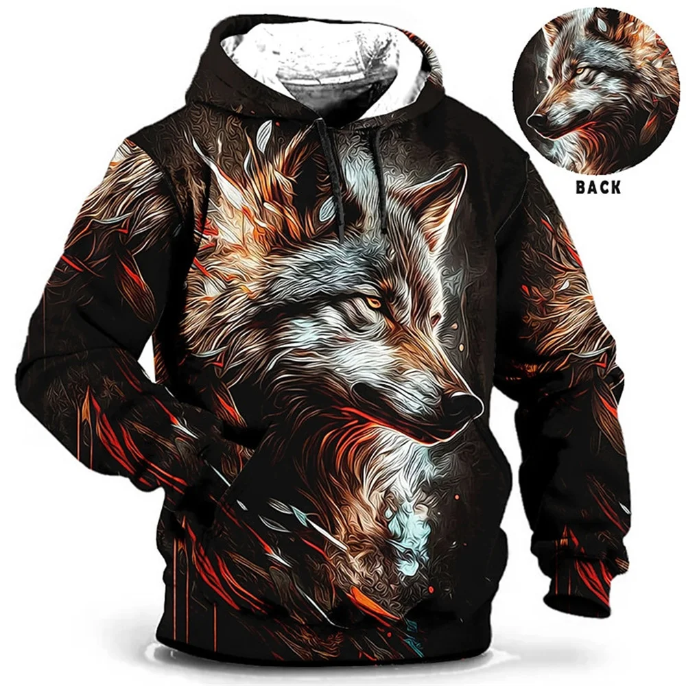 Top Trends: Autumn Winter Hoodies For Men 3d Animal Print Long Sleeve Top Vintage Fashion Men&#039;s Hooded Sweaters Loose Oversized Clothing New Shoppable Styles