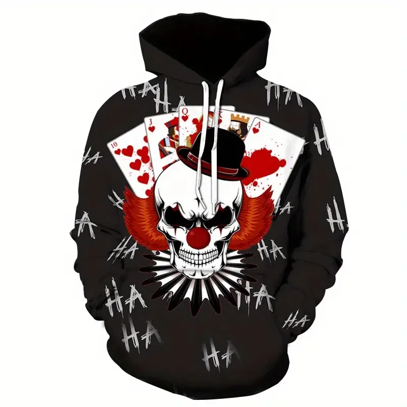 Top Trends: Men's Poker Cards Hoodie Skull Sweatshirt For Halloween Party Fashion Personalized Hoodies For Sports Workout Outdoor Overcoat Shoppable Styles