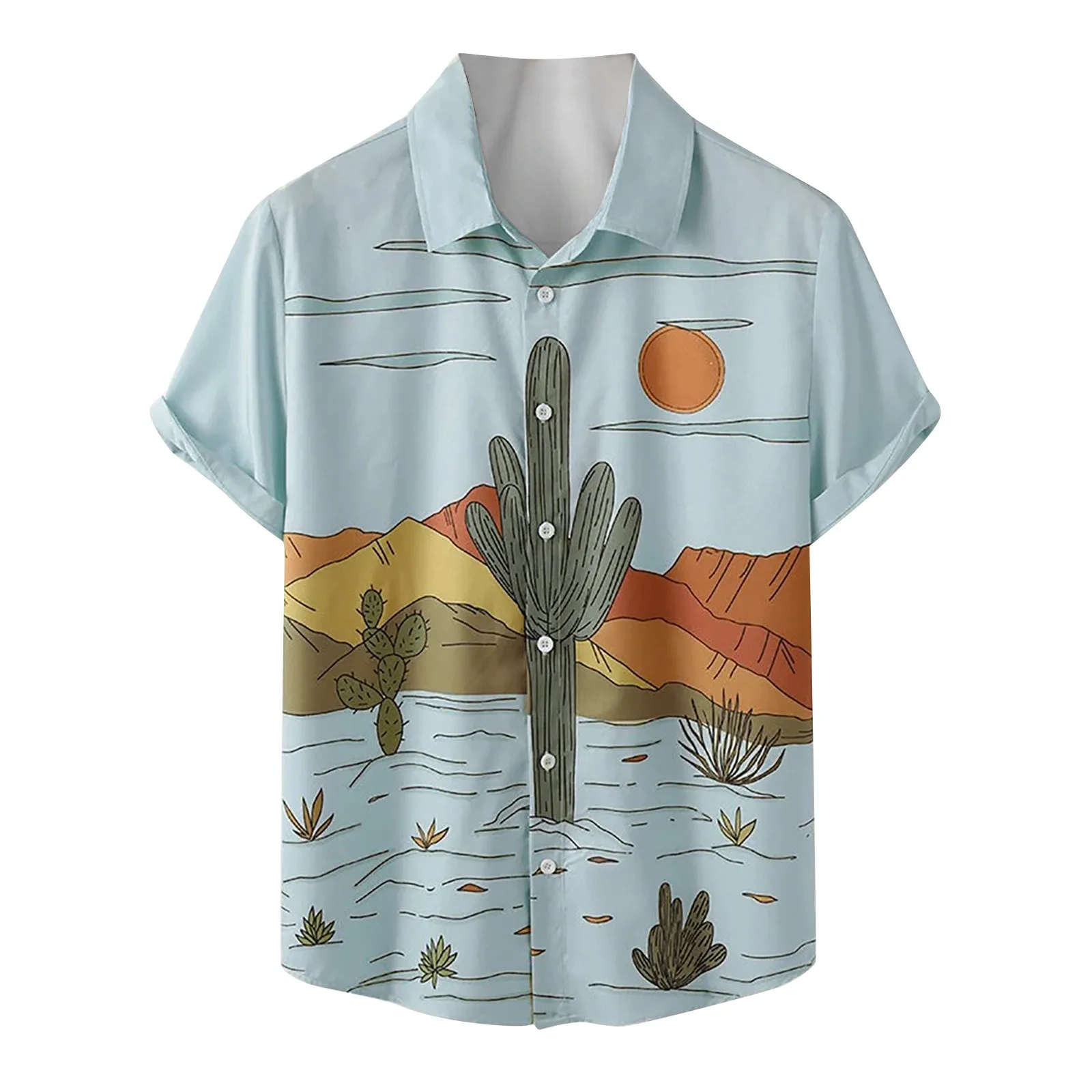 Top Trends: 2023 Summer Hawaiian Shirt Designer Men Cactus Desert Landscape Print Shirts Tropical Plant Short Sleeve Blouse Vintage Camisas Shoppable Styles - Image 5