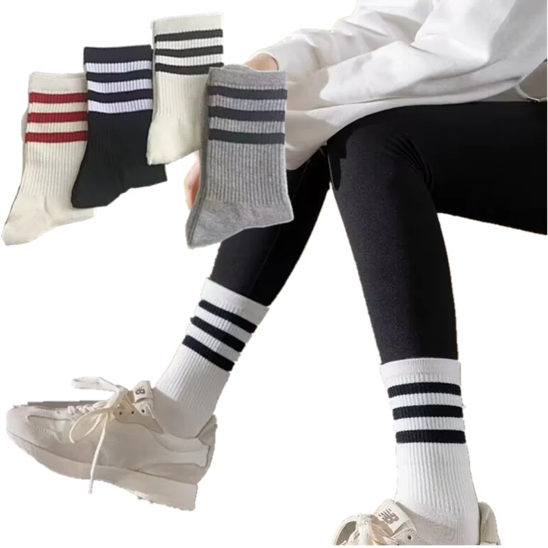 Top Trends: Korean Style Fashion Women&#039;s Socks High Stretch Striped Sports Socks Street Fashion Hip Hop Skateboarding Funny Socks Shoppable Styles