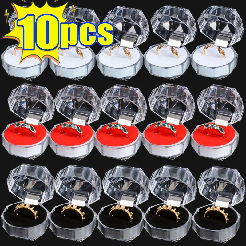 Top Trends: Fashion Acrylic Crystal Ring Boxes Storage Display Box Storage Organizer Case Clear Package Box For Wedding Jewelry Packaging Shoppable Styles