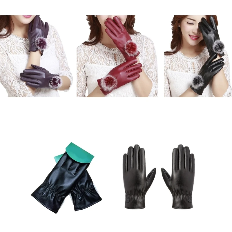 Top Trends: Touchscreen Driving Gloves Women Fleece Lining Thick Warm Gloves Womens Leather Gloves Winter Lined Hand Warmer Shoppable Styles