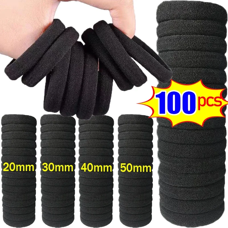 Top Trends: 10-100pcs Simple High Elastic Rubber Bands Women Girls Black Hair Ropes Headband Scrunchies 2-5cm Basic Ponytail Holders Shoppable Styles