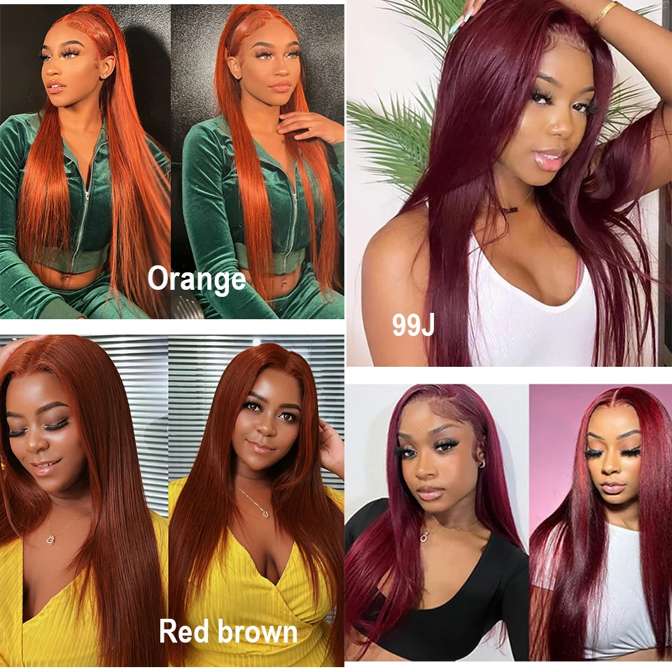 Top Trends: 99J Straight Bundles With Closure Reddish Brown Straight Human Hair Bundles With 4x4 Closure Free Part Orange Straight Hair Shoppable Styles - Image 5