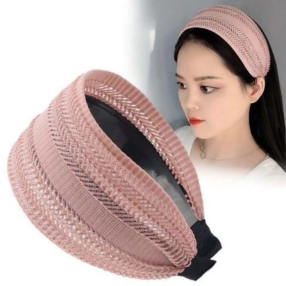 Top Trends: New Vintage Lace Shiny Hair Hoop Headband Temperament Wide Side Hairbands Women Hollow Non Slip Elegant Head Wrap Headwear Shoppable Styles