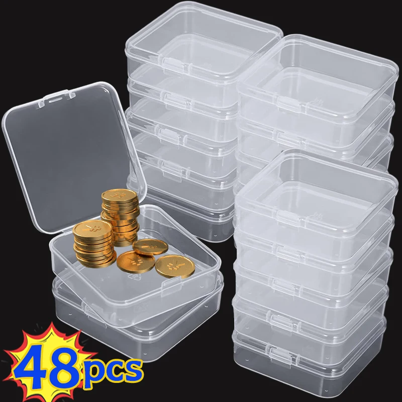 Top Trends: 6 To 48Pcs Plastic Clear Small Containers Square Bead Storage Box Beads Jewelry Crafts Board Game Pieces Organization Wholesale Shoppable Styles