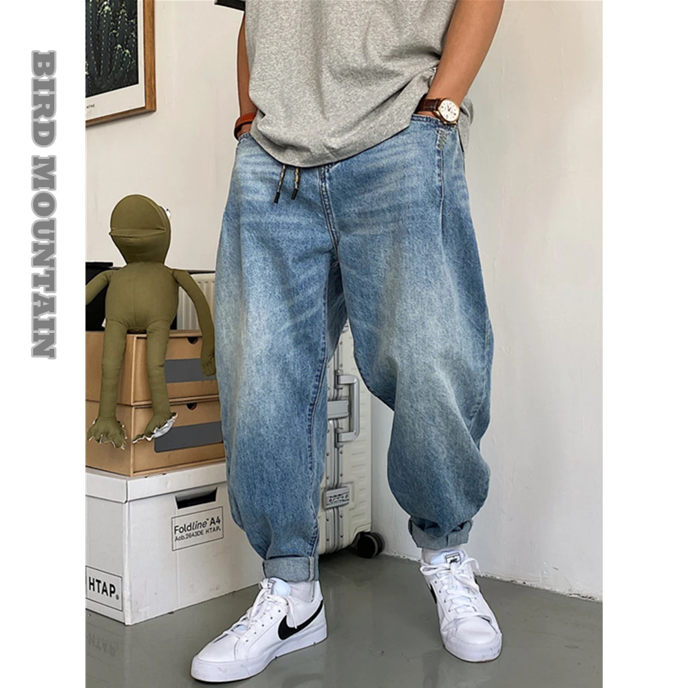 Top Trends: Spring Autumn Japanese Streetwear Retro Casual Denim Cargo Pants Men Clothing Loose Straight Harem Trousers Harajuku Jeans Shoppable Styles