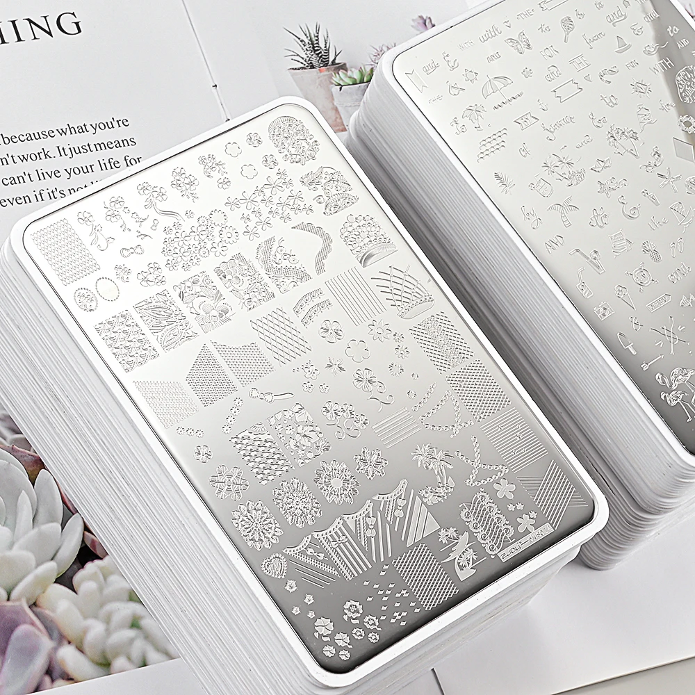 Top Trends: 9.5X14.5cm Big Size Nail Art Stamping Plate Leaf Flower Geometric Designs Nail Art Template Graffiti Polish Printing Stencils Shoppable Styles