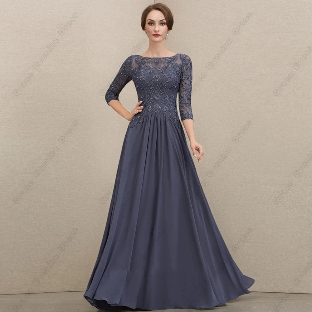 Top Trends: Three Quarter Scoop Mother Of Bride Dresses With LaceFloor Length Wedding Party Dresses 2023 Summer New Vestidos De Noche Shoppable Styles