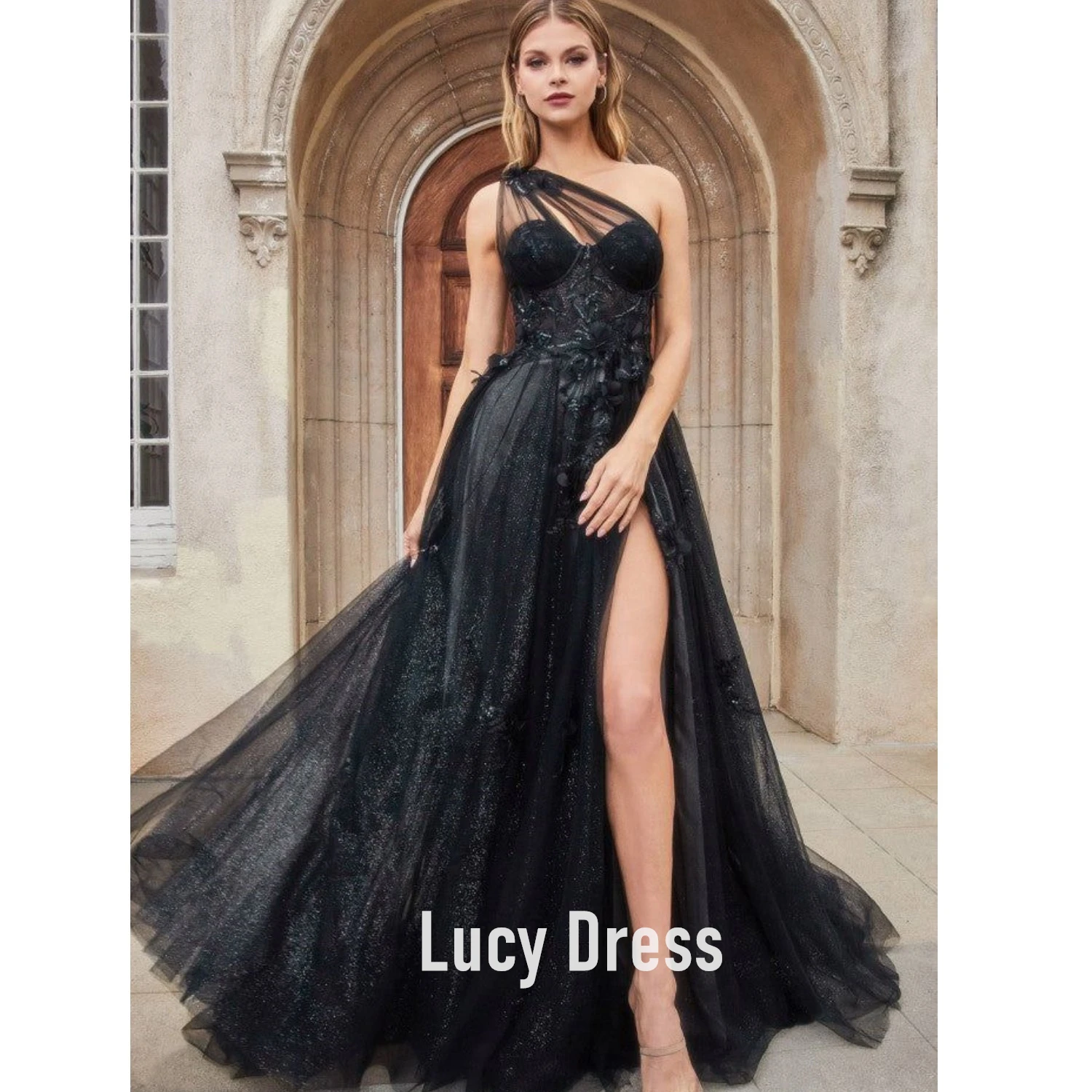 Top Trends: Lucy Evening Dress Simple Sweetheart One Shoulder Sleeveless Zipper Back Prom Dress Side Split Sweep Train Vestidos De Noche Shoppable Styles