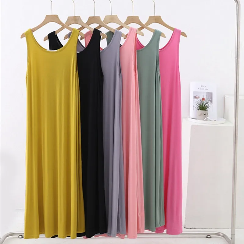 Top Trends: Large Size Summer Modal Night Dress Women's Sleepwear Nightshirt Loose Tank Top Dresses Casual Sleeveless Female Nightgowns Shoppable Styles