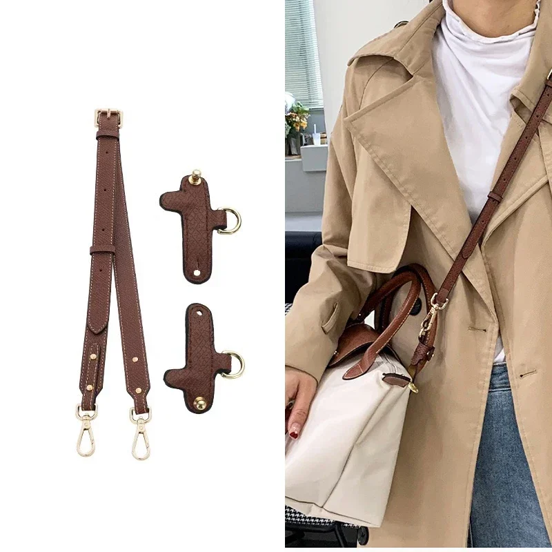 Top Trends: Leather Adjustable Shoulder Strap Bag Strap Belt For Small Longchamp Bag Punching Dumpling Crossbody Bag Handbag Accessories Shoppable Styles