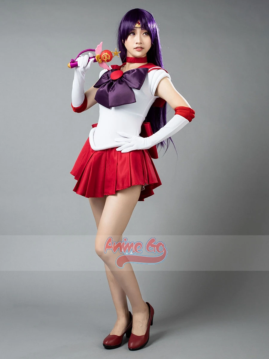 Top Trends: Anime Sailor Mars Hino Rei Cosplay Costume Dress Gloves Bows Red Suit Wig Mp000570 Shoppable Styles