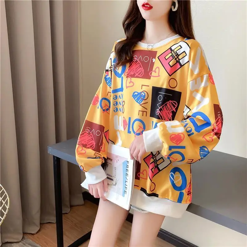 Top Trends: Fashion Color Printing Letter Casual Sweatshirts Female Clothing 2023 Autumn Oversized All-match Pullovers Korean Sweatshirts Shoppable Styles