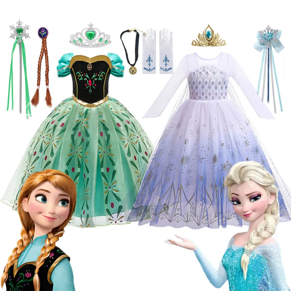 Top Trends: Disney Elsa Anna Princess Dress For Girls White Sequined Mesh Ball Gown Carnival Clothing Kids Cosplay Snow Queen Frozen Costume Shoppable Styles