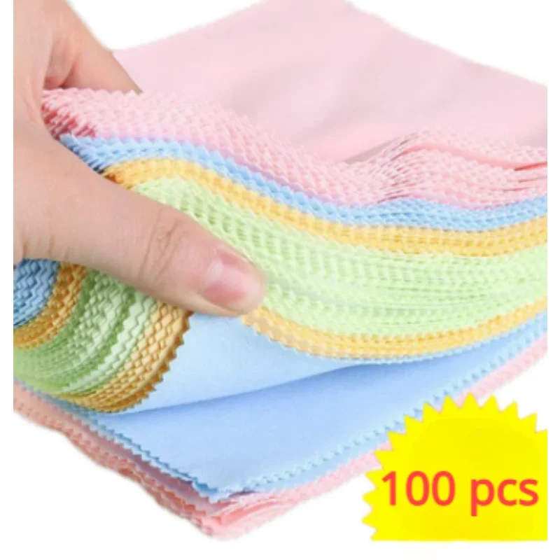 Top Trends: 100pcs High Quality Chamois Glasses Cleaner Microfiber Cleaning Cloth For Lens Phone Screen Cleaning Wipes Eyewear Accessory Shoppable Styles