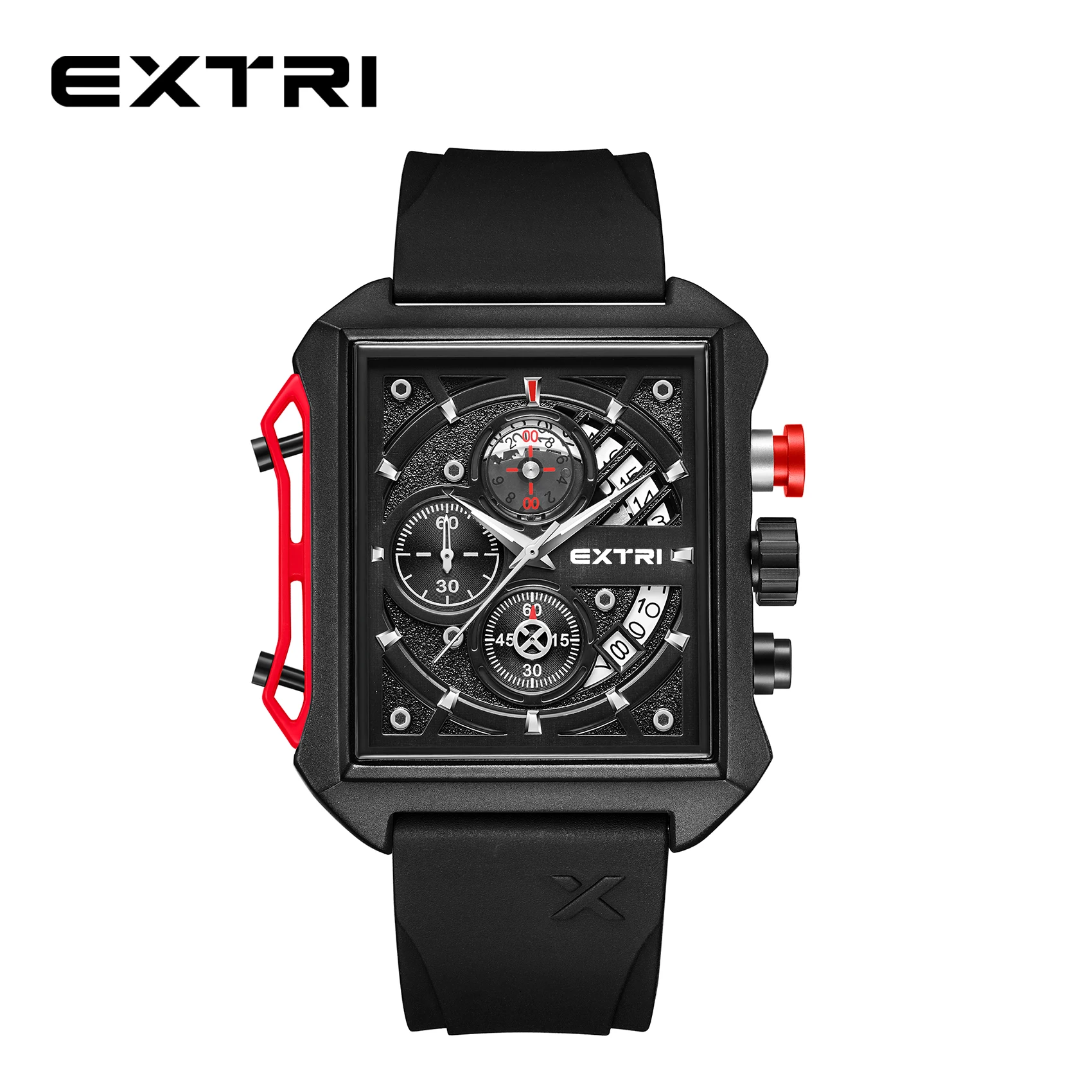 Top Trends: Extri New Arrival Square Men's Luxury Calendar Quartz Watch Men Chronos Watches Relogio Masculino Rubber Silicone Black Shoppable Styles