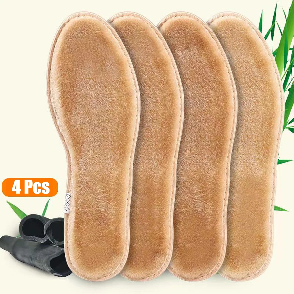 Top Trends: 4Pcs Warm Heated Insoles For Feet Warm Thicken Thermal Felt Insoles For Shoes Men Women Winter Boots Imitation Rabbit Shoe Pads Shoppable Styles