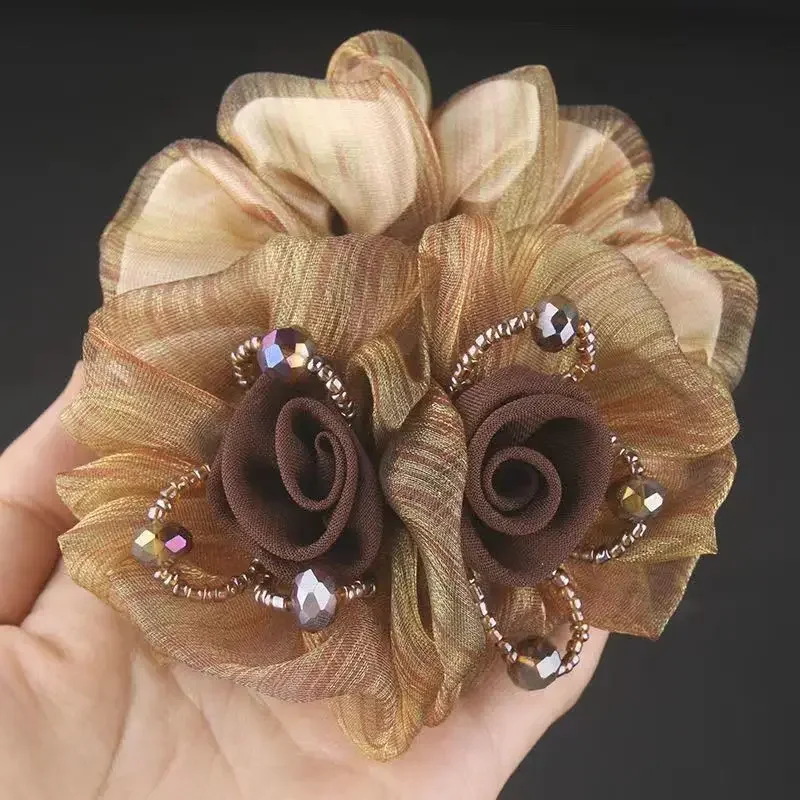 Top Trends: Rubber Band Headdress Flower Hair Rope Elegant Woman Updo Horse Tail Elastic Large Scrunchie Hair Accessories For Women Shoppable Styles - Image 3