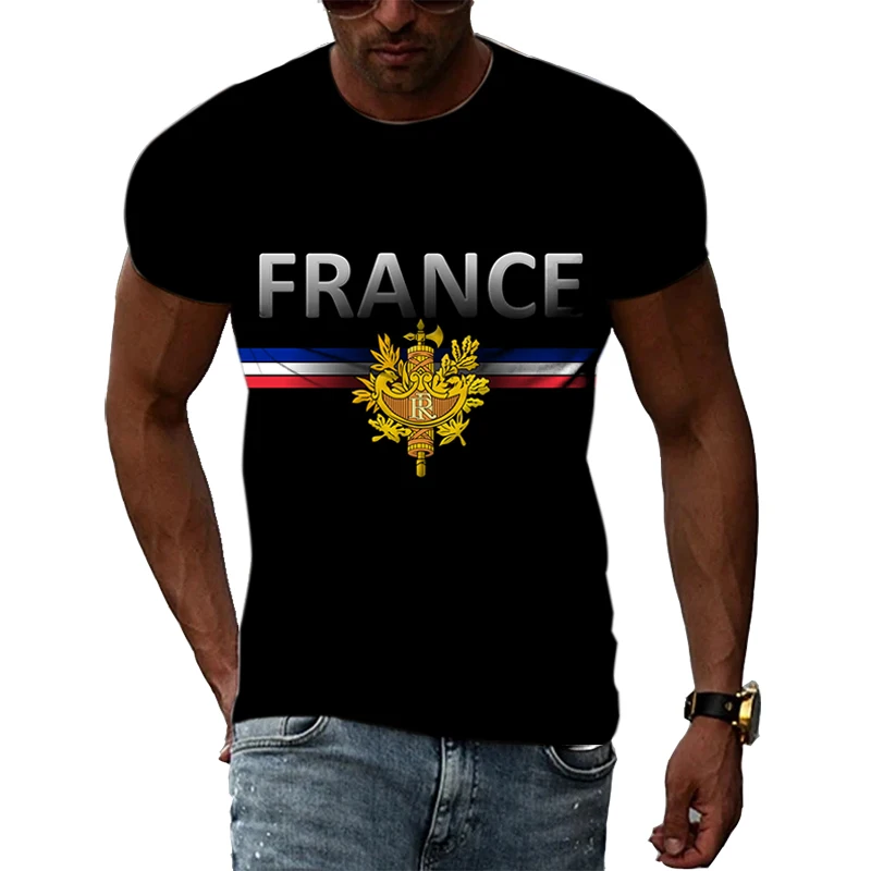 Top Trends: French Flag Figure Landscape Summer Vintage New 3D Printed Street Fashion Hip Hop Men And Women Short Sleeve Round Neck T-shirt Shoppable Styles