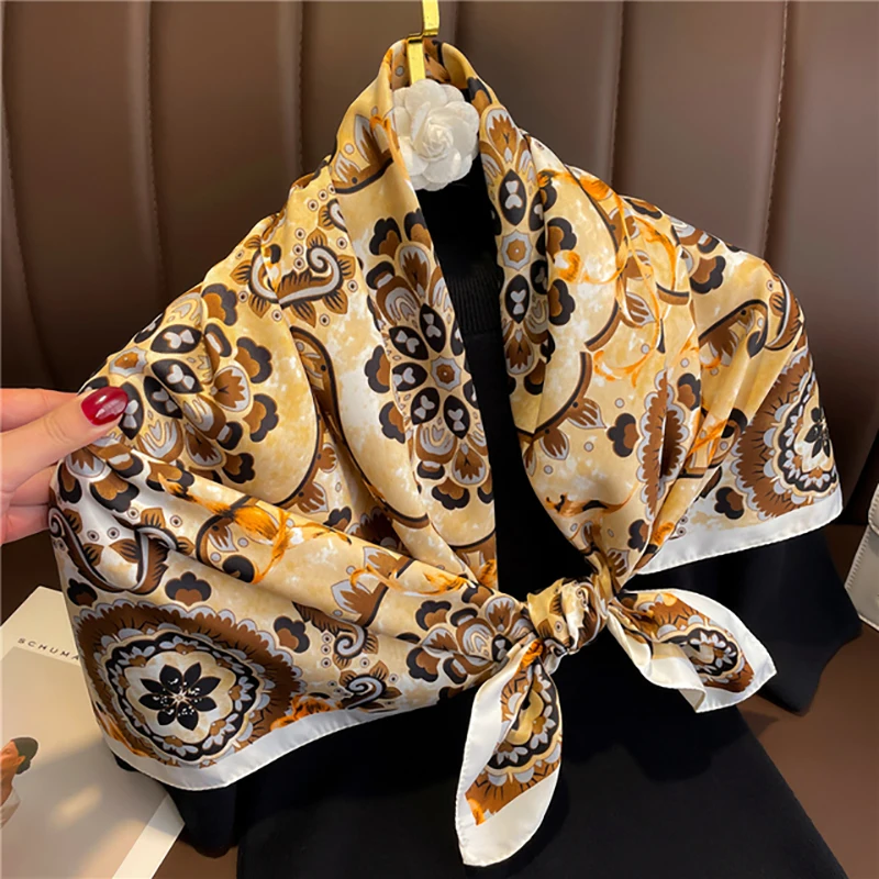 Top Trends: 90*90cm Square Scarf Twill Cotton Feeling Women Head Shawls And Wraps Luxury Print Neck Scarves Hijab Bandana Pashmina Shoppable Styles