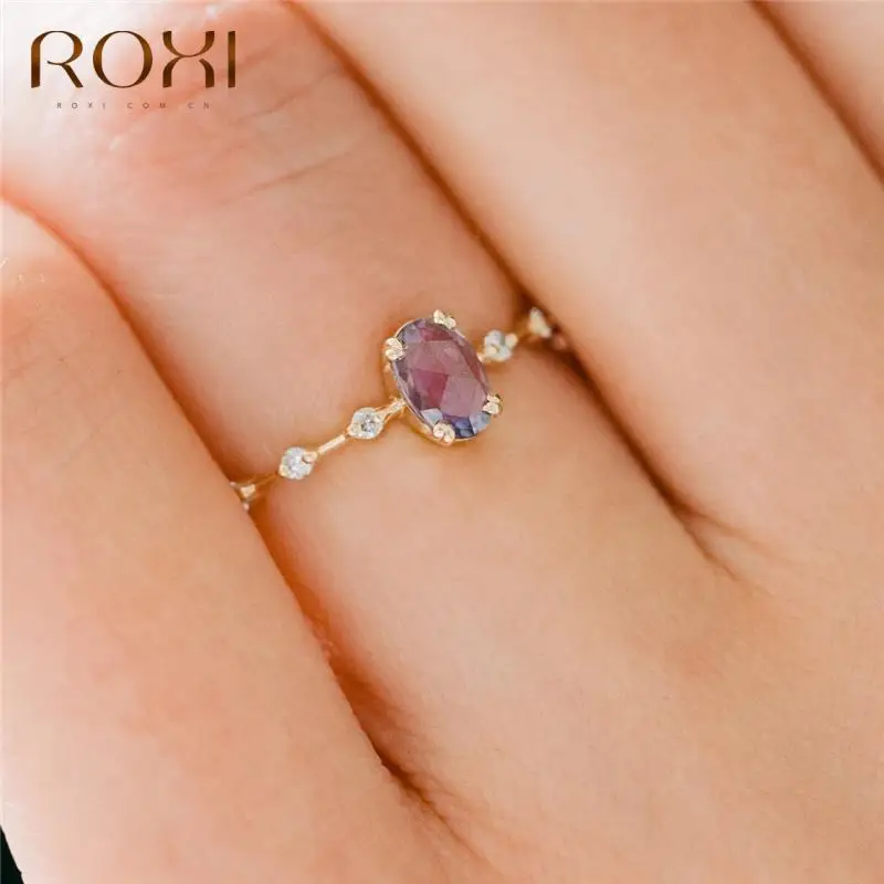 Top Trends: ROXI Simple Egg Shape Purple Crystal Gold Rings For Women Rings Jewelry 925 Sterling Silver Finger Ring Ins Wedding Ring Anillos Shoppable Styles