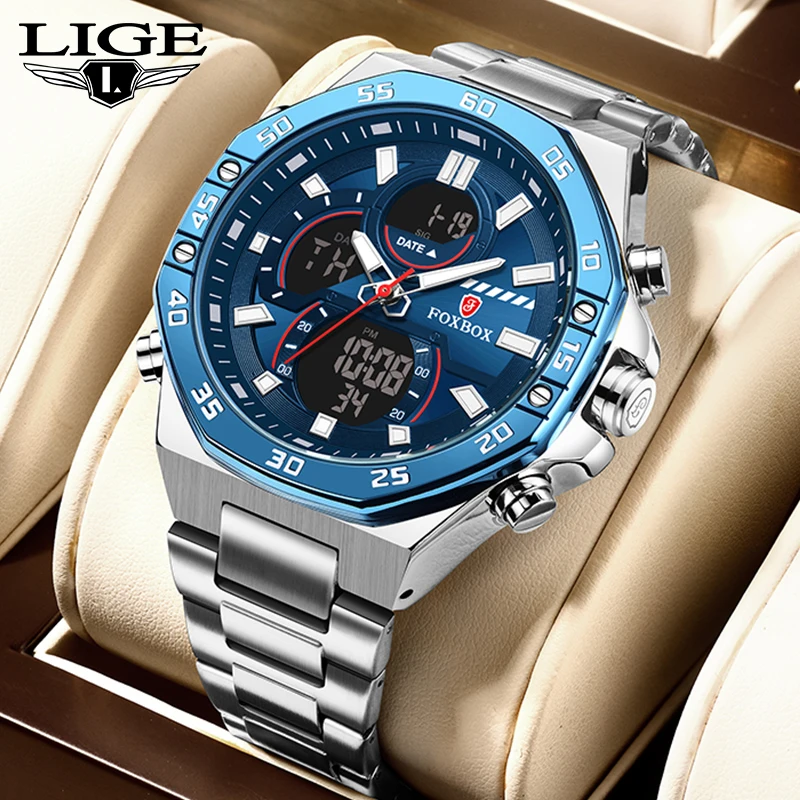 Top Trends: Top Brand LIGE NEW Luxury Watch Men Waterproof Quartz Digital Led Male Clock Military Sport Stainless Steel Man Wristwatch 2024 Shoppable Styles