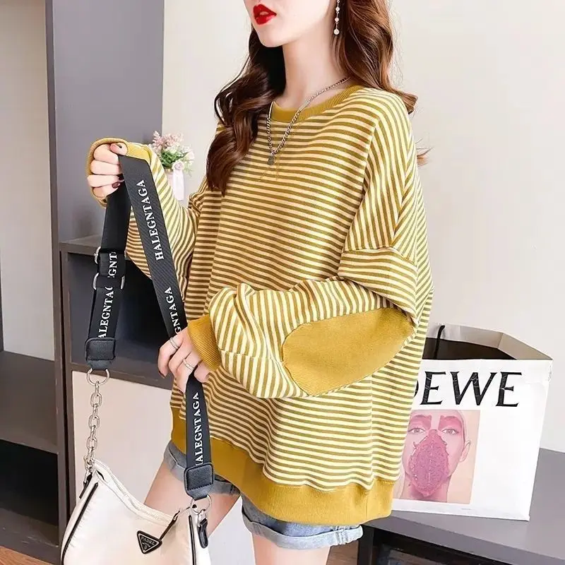 Top Trends: 2023 New Spring And Autumn Fashion Trend Casual Loose Sport Round Neck Stripe Design Thin And Slim Oversized Women&#039;s Sweater Shoppable Styles