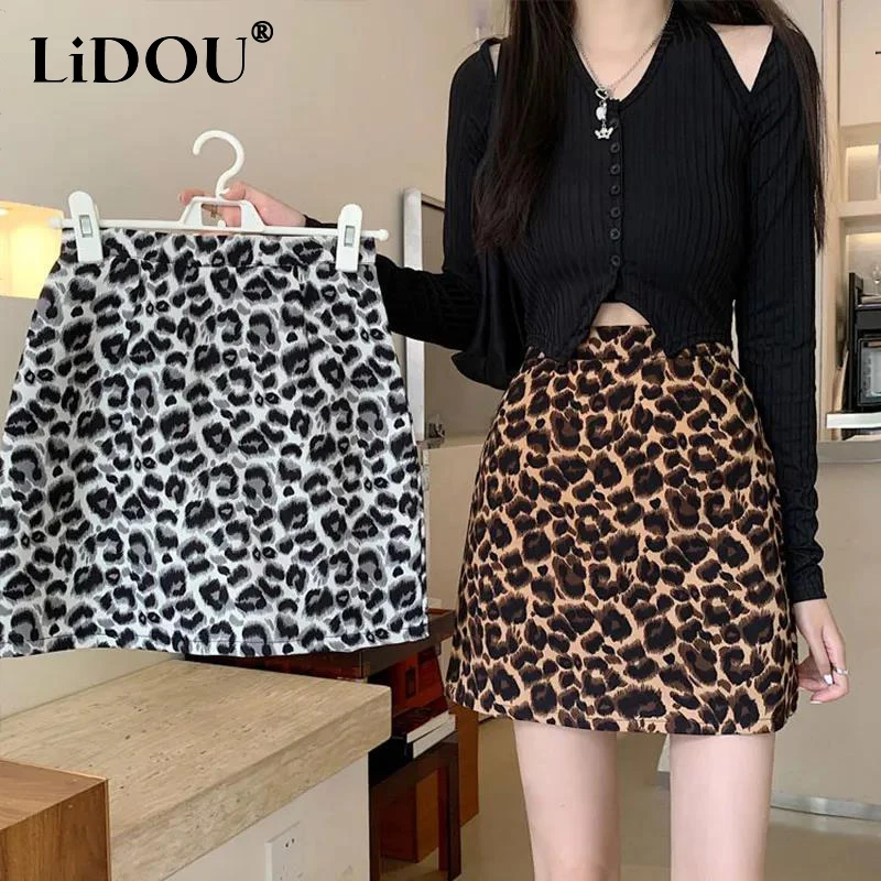 Top Trends: Spring Summer High Waist Leopard Printing Mini Bodycon Skirt Women Sexy Casual Fashion Vintage All-match A-line Skirts Female Shoppable Styles