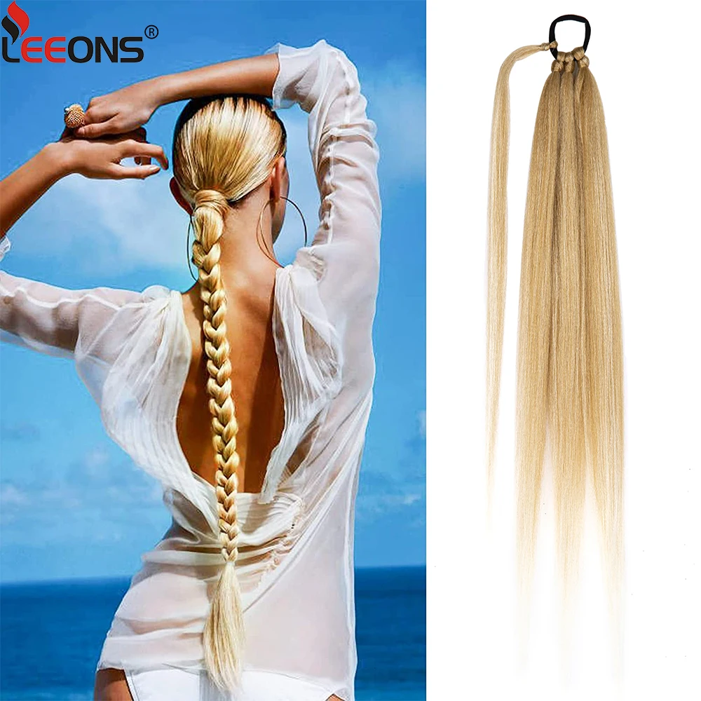 Top Trends: Synthetic Ponytail Extensions Long Braided Ponytail With Hair Tie Yaki Straight Wrap Around Hair Extensions 26 Inch 8 Colors Shoppable Styles