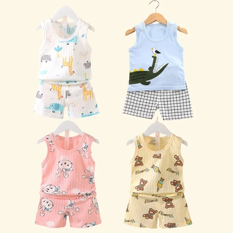 Top Trends: Mother Kids Clothes Baby Cotton Print Children's Clothing T-shirt Vest Tops Shorts Sets Boys Girls Cute Breathable Summer Shoppable Styles