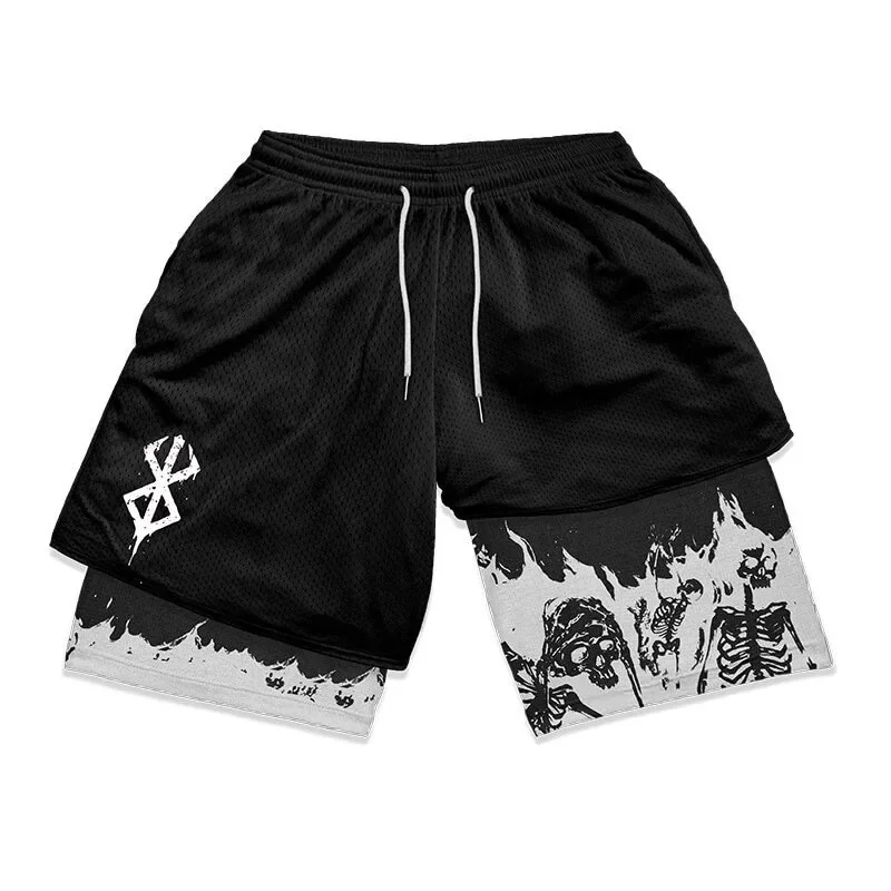 Top Trends: Anime Berserk Performance Shorts Guts Print Sport Running 2 In 1 Gym Shorts Training Men&#039;s Summer Workout Sportwear Y2K Shorts Shoppable Styles