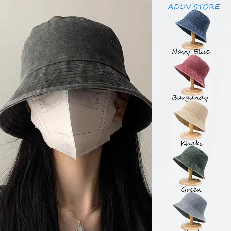 Top Trends: Autumn Japanese Washed Old Denim Fisherman Hat Solid Color Fashion Light Plate Couple Men And Women Sun Hats Bucket Cap Shoppable Styles