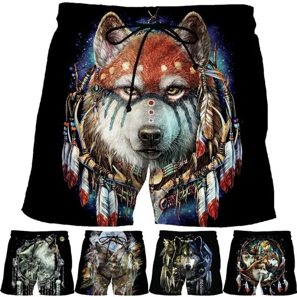 Top Trends: Summer New Trendy Wolf Print Men's Street Funny Shorts Fashion Casual Cool Beach Shorts Shoppable Styles