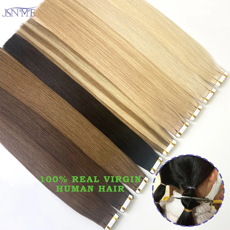 Top Trends: Virgin Tape In Hair Extension Invisible 100% Real Human Hair Straight Tape Ins Black Brown Blonde 2.5g / pcs 16-22 Inch Shoppable Styles