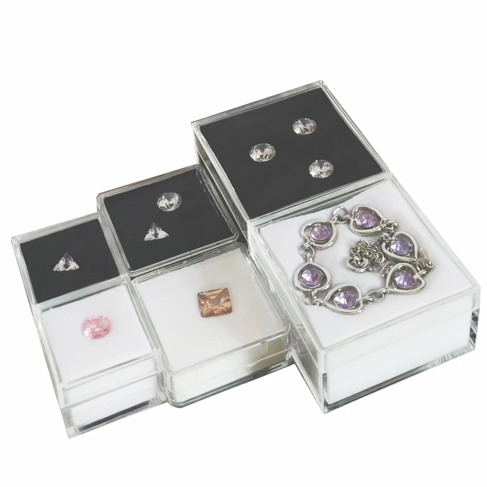 Top Trends: Square Loose Diamond Gemstone Storage Collection Display Box Clear Beads Organizer Showcase Ring Gems Bracelet Holder Container Shoppable Styles