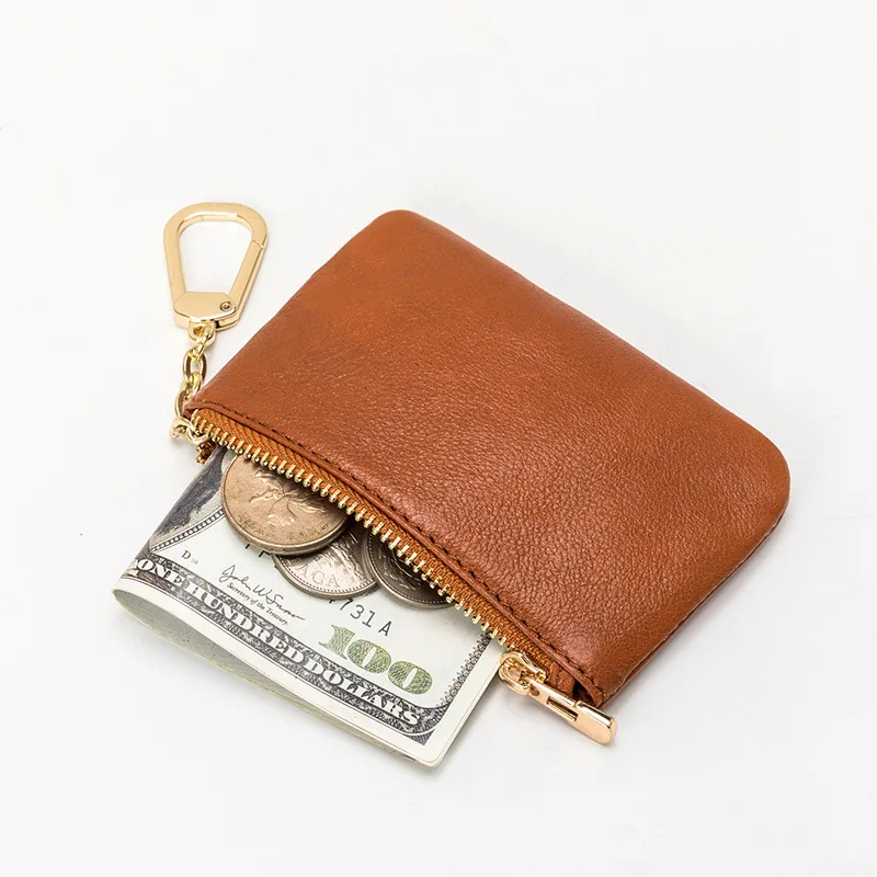 Top Trends: Mini Genuine Leather Coin Purses Women Wallet Soft Cowhide Zipper Pocket Money Bag Solid Color Simple Ladies Cash Bags Pouch Shoppable Styles