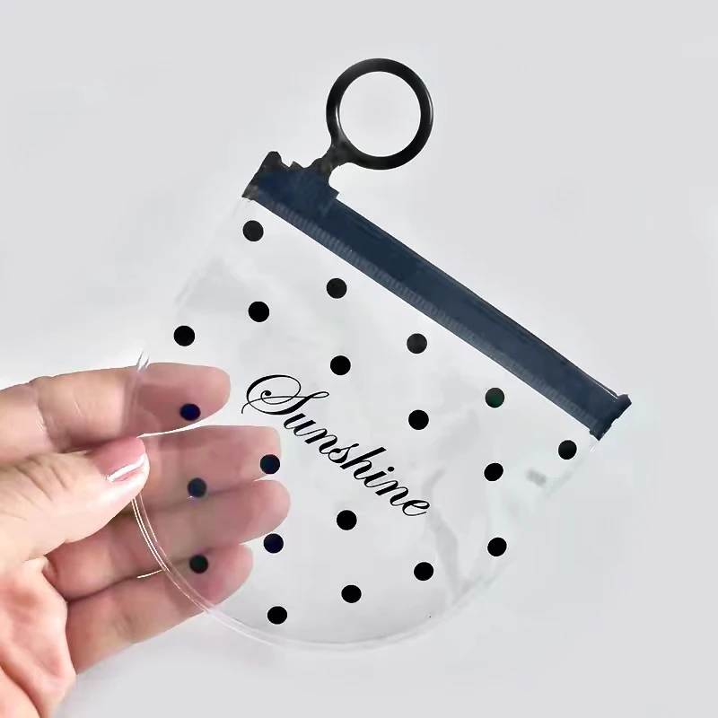 Top Trends: 10pcs Poly Plastic Jewelry Pouches 10cm Round Circle Zipper Transparent Black Dot Bag For Necklace Earring Bracelet Gift Packing Shoppable Styles