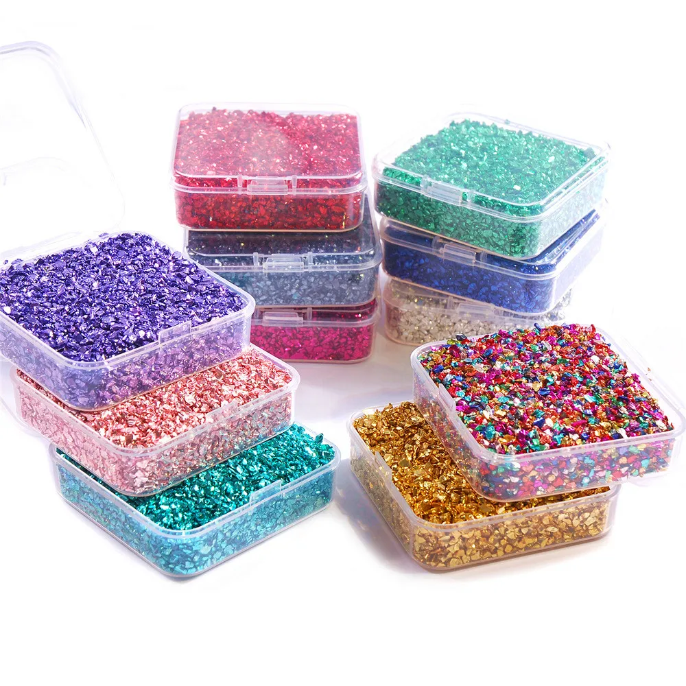 Top Trends: 50g Colored Crushed Glass Beads Stones Resin Fillings With Box For DIY Jewelry Epoxy Resin Mold Filler Nail Art Decor Crafts Shoppable Styles