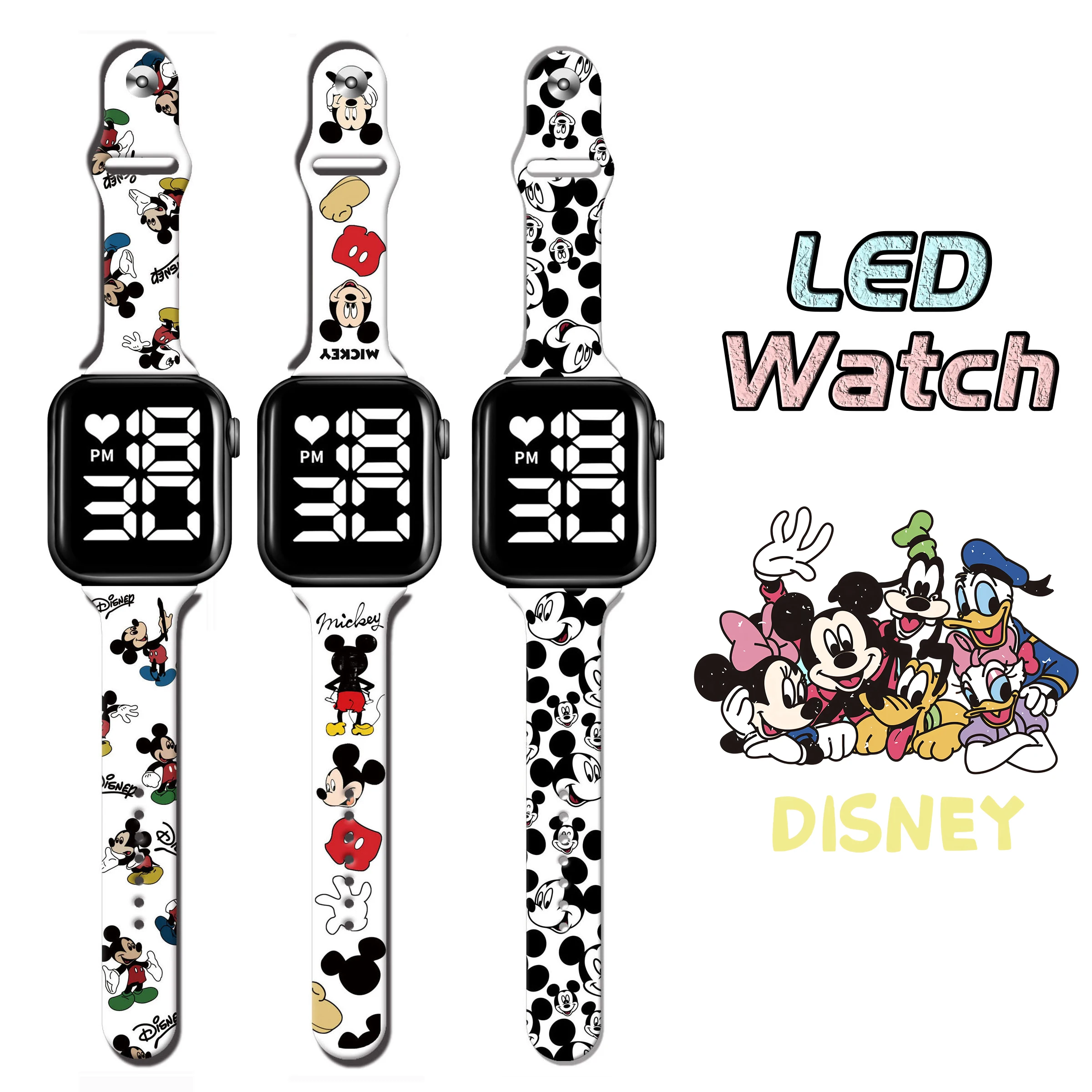 Top Trends: Disney Micky Kids' Digital Watches Cartoon Action Figure Printing Anime LED Button Type Electronic Kids Watch Birthday Gifts Shoppable Styles