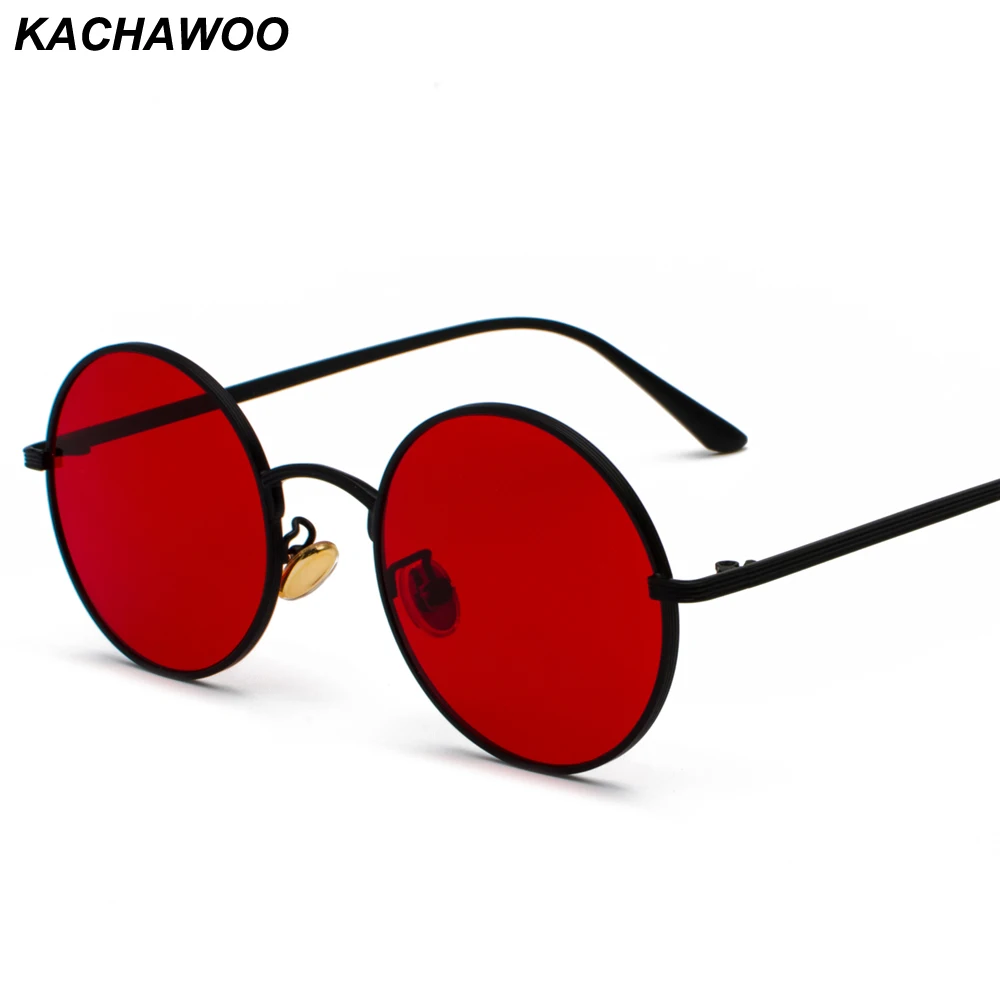 Top Trends: Kachawoo Women Sunglasses With Red Lenses Round Metal Frame Vintage Retro Glasses Sun For Men Unisex Birthday Gifts Shoppable Styles