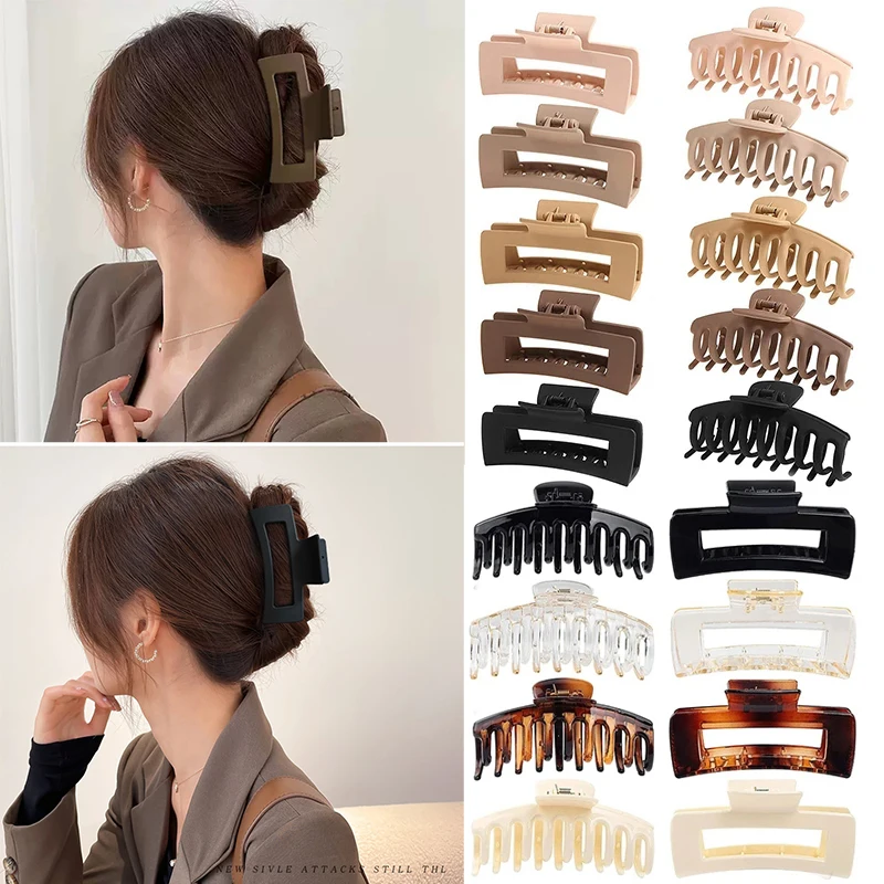 Top Trends: 2023 New Ponytail Extra Large Claw Clip Women Girls Korean Solid Crab Barrettes Thick Hair Headwear Accessories крабик для волос Shoppable Styles