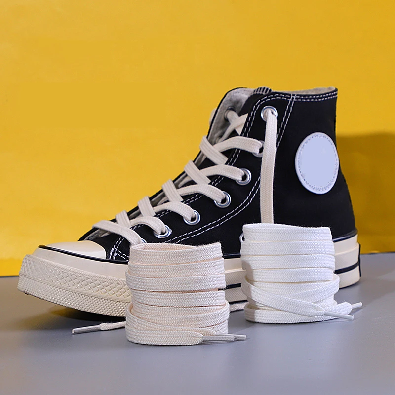 Top Trends: 1 Pair Cotton Shoelaces 1970S High Top Canvas Shoes Flat Shoe Lace Young Male And Female Students Black Shoelace For Sneakers Shoppable Styles