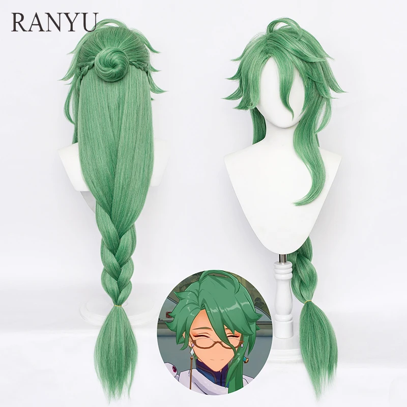 Top Trends: RANYU Genshin Impact BaiZhu Wig Long Synthetic Green Game Anime Cosplay Wig Heat Resistant For Party Shoppable Styles