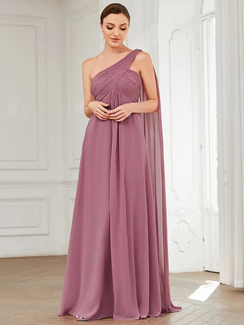 Top Trends: Simple Elegant Evening Dresses Long A-LINE One-Shoulder Strapless Gown 2024 BAZIIINGAAA Of Chiffon Pink Bridesmaid Women Dress Shoppable Styles