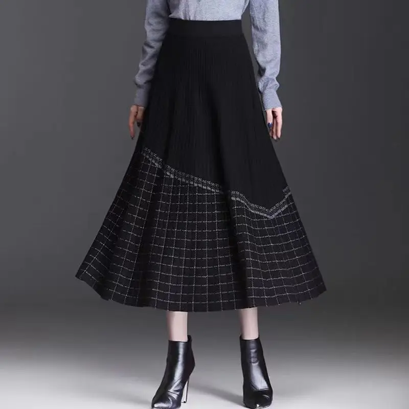 Top Trends: 2023 New Knitted Women&#039;s Autumn And Winter Versatile Fashion And Elegant Woolen Skirt High Waist A-line Pleated Half Skirt Shoppable Styles