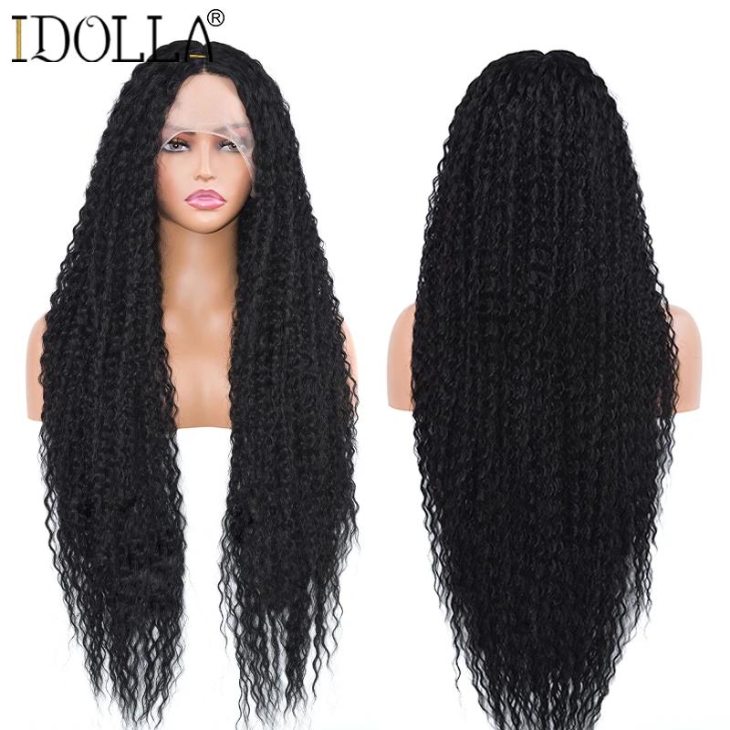 Top Trends: Deep Wave Lace Front Wig Kinky Curly Synthetic Wigs 13x4X1 Cosplay Party High Temperature Synthetic Wig For Woman Shoppable Styles - Image 2