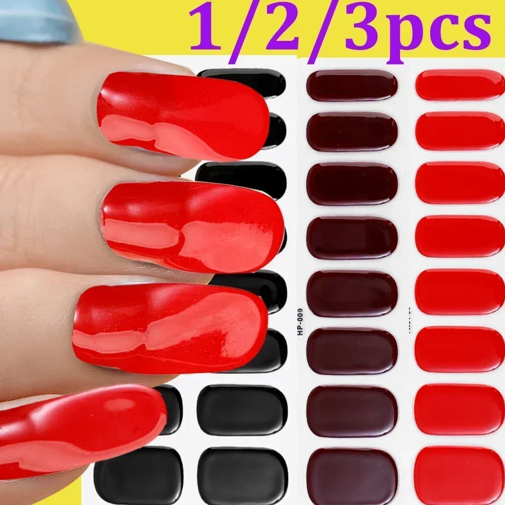 Top Trends: 16 Tips UV Semi Cured Nail Stickers Black White Red Simple Nails Decoration Nail Polish Wraps Full Cover Adhesive Nails Decals Shoppable Styles