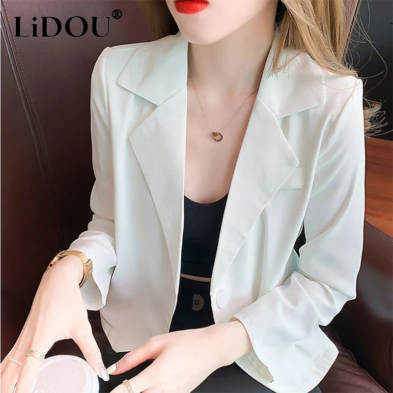 Top Trends: Summer Autumn Korean Style Solid Elegant Fashion Blazers Women Short Long Sleeve Loose Casual Suit Ladies All-match Jacket Coat Shoppable Styles